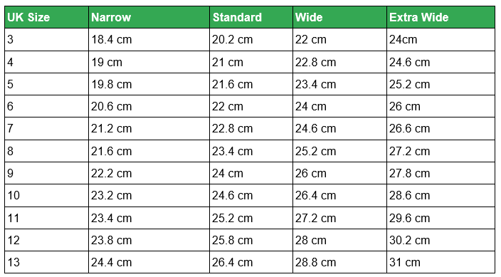 Narrow foot hot sale size